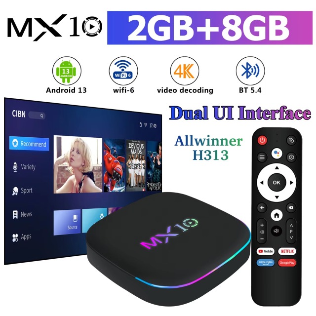 MX10 Wireless Streaming  Android 13 Dual Band WiFi 6 Bluetooth 5.4 TV Box,Shenzhen Weihong Technology Co., Ltd.,MX10  Android 13 Dual Band WiFi 6 Bluetooth 5.4 TV Box