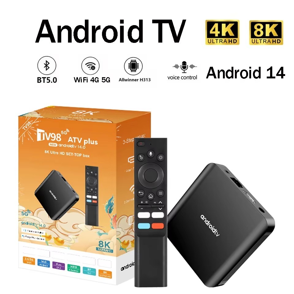 TV 98  Android 14 Allwinner H313 Quad Core ATV Plus HD 8K 4K Dual WiFi TV Box,Shenzhen Weihong Technology Co., Ltd.,TV 98  Android 14 Allwinner H313 Dual WiFi TV Box