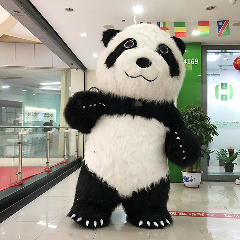 Custom Cartoon Giant Advertising Inflatable Walking Mascot Plush Panda Costume