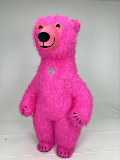Custom Pink Inflatable Adult-Size Polar Bear Mascot Costume for Cosplay Parties and Events