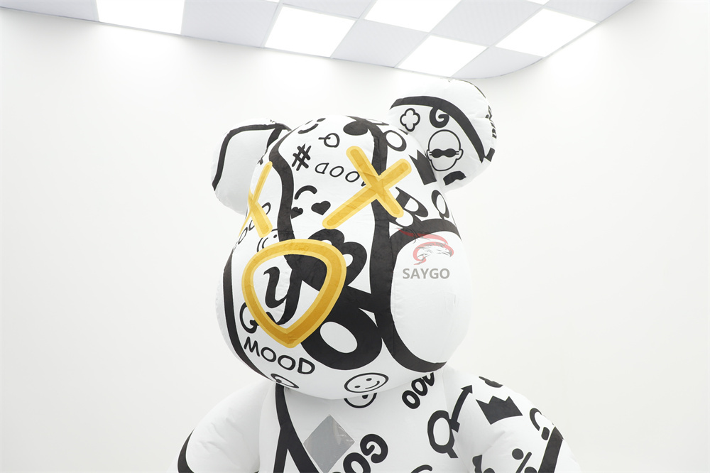 Inflatable White Violent Bear Mascot Costumes for Adults Advertising Custom Giant Cartoon Animal Walking Plush Fancy Dresses
