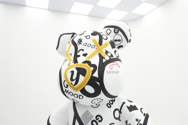 Inflatable White Violent Bear Mascot Costumes for Adults Advertising Custom Giant Cartoon Animal Walking Plush Fancy Dresses