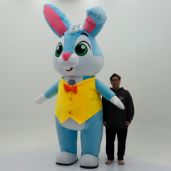 Blue Inflatable Rabbit Mascot Costume Custom Animal Cosplay Mascotte Theme Fancy Dress Carnival Party Costumes