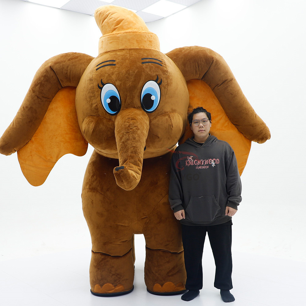 OEM Giant 2.6m Baby 4 Legs Elephant Inflatable Plush Cartoon Clothing Cute Walking Inflatable Elephant Mascot Costume for Sale