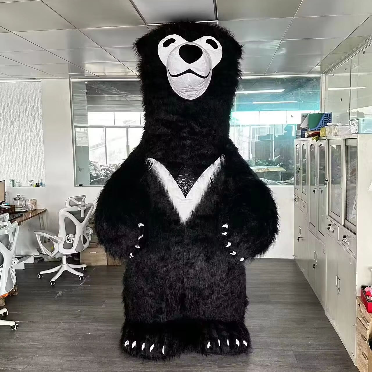 Custom 3-Meter Black Plush Giant Inflatable Polar Bear Mascot Costume T-Shirt Adults' Parties Festivals Halloween