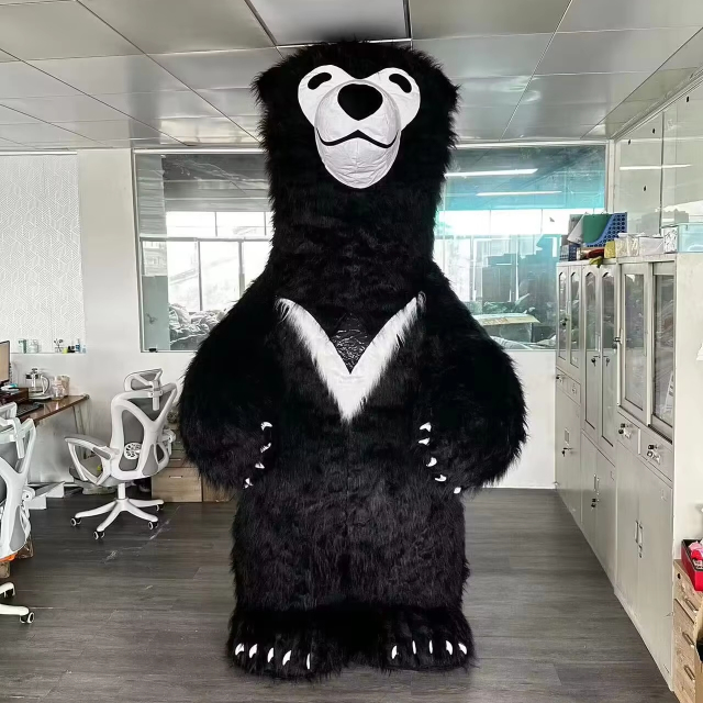 Custom 3-Meter Black Plush Giant Inflatable Polar Bear Mascot Costume T-Shirt Adults' Parties Festivals Halloween