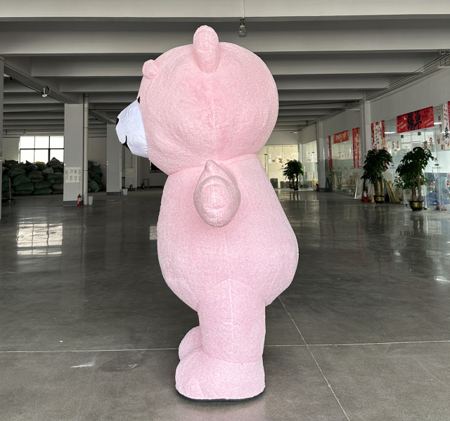 Factory Price Life Size Human Wearing Cartoon Animal Lovely Cosplay Costume Inflatable pink Teddy Bear Mascot Costume for Adult