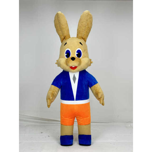 Custom Halloween Adult Nu Pogodi Features Inflatable Wolf and the Rabbit Bunny Mascot Costume for Sale