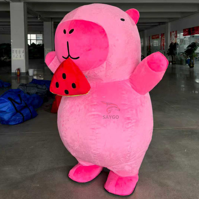 Watermelon Dress Capybara Inflatable Mascot Costumes 2.2m Giant Capybara Birthday Party Inflatable Suit for Adults Cosplay Wear