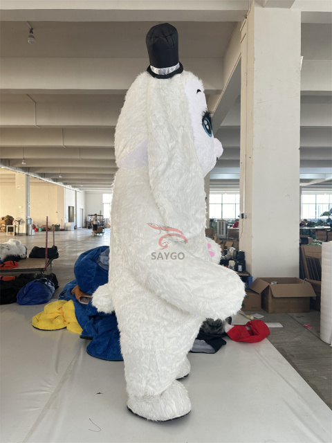 Unisex Outdoor Inflatable Plush Long-Ear Rabbit Costume Oxford Bunny Walking Mascot Cartoon Dress Parade Easter Adults