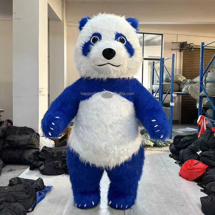 Large Size Blue Furry Panda Mascot Costume for Adults Cosplay Performance Wear 2m 2.6m 3m Panda Inflatable Costume Sale