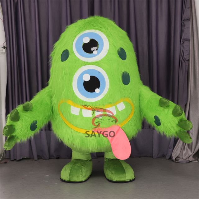 Inflatable Giant Green Two Eyes Monster Costumes Mascot Halloween Party for Outdoor Advertising