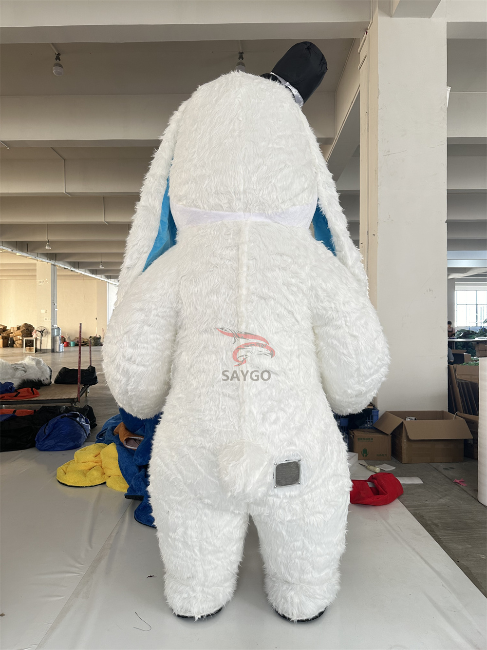 Unisex Outdoor Inflatable Plush Long-Ear Rabbit Costume Oxford Bunny Walking Mascot Cartoon Dress Parade Easter Adults
