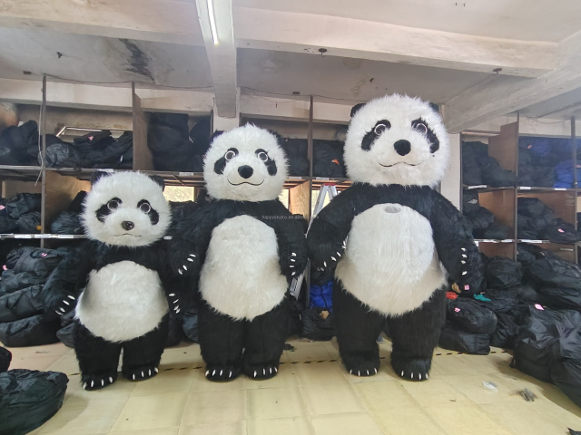 Halloween cosplay 2M/2.6M/3M Custom Cartoon Giant Advertising Walking Mascot Plush Inflatable Panda Costume Adult Size