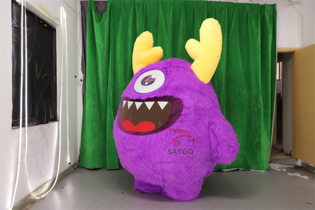 Purple Custom Plush One Eye Monster Adult Suit Parties Walking Dancing Cartoon Character Inflatable Mascot Costume