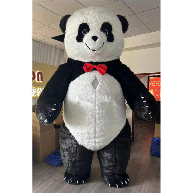 Unisex Adult Halloween Carnival Inflatable Mascot Costume White Polar Bear Pink Black Panda Realistic Red Panda Mascot for Party