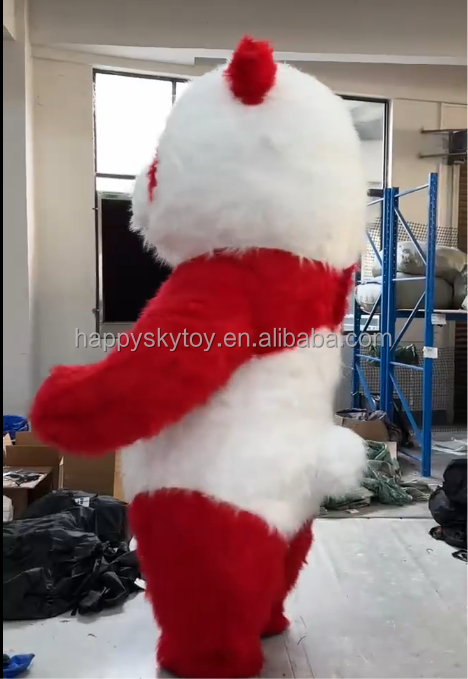 Red Furry Inflatable Panda Mascot Costume 2m/2.6m/3m for Outdoor Walking Advertising