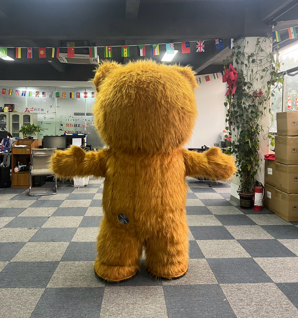 Outdoor Custom Design Giant Advertising Cartoon Animal Long Plush Fabric Brown Bear Mascot Inflatables for Advertising