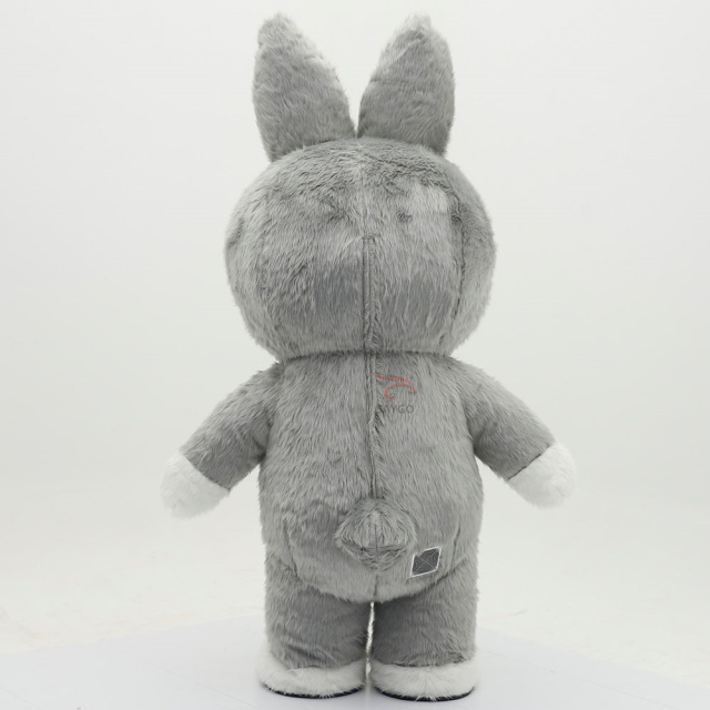 Gray Fur Plush Rabbit Inflatable Mascot Costumes for Birthday Party Entertainment 2.2m Adults Wear Inflatable Bunny Suits Sale