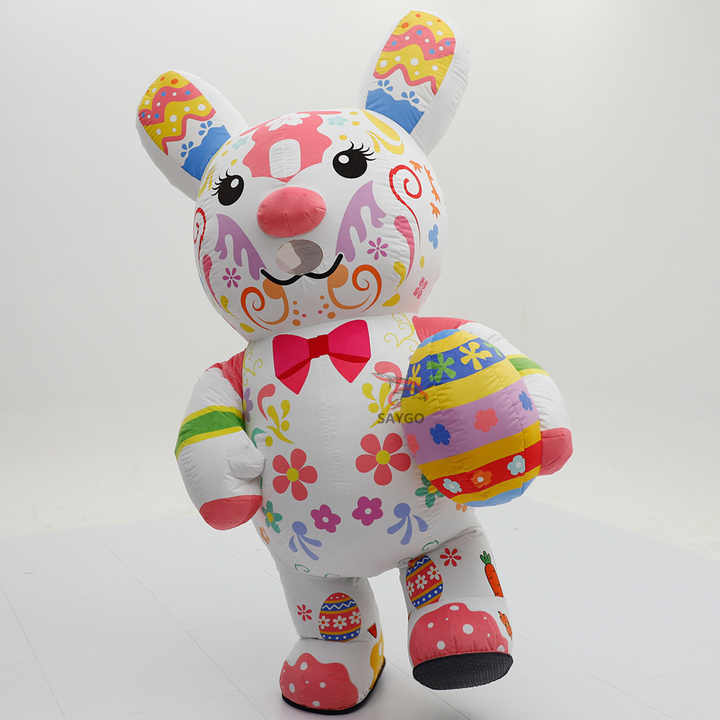 Easter Bunny Egg Inflatable Mascots Costumes for Cosplay Wear Party 2.2m 2.6m Festivals Mum Bunny Rabbit Inflatable Clothing