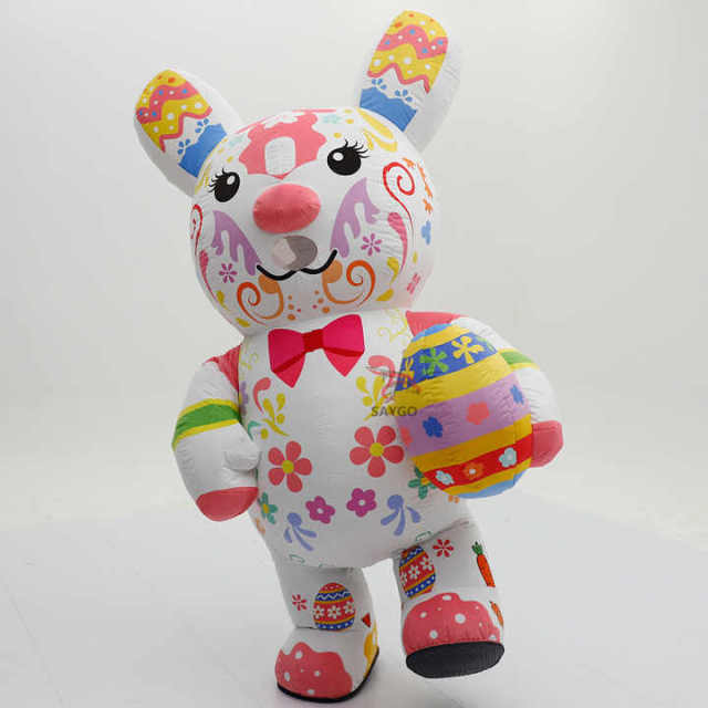 Easter Bunny Egg Inflatable Mascots Costumes for Cosplay Wear Party 2.2m 2.6m Festivals Mum Bunny Rabbit Inflatable Clothing