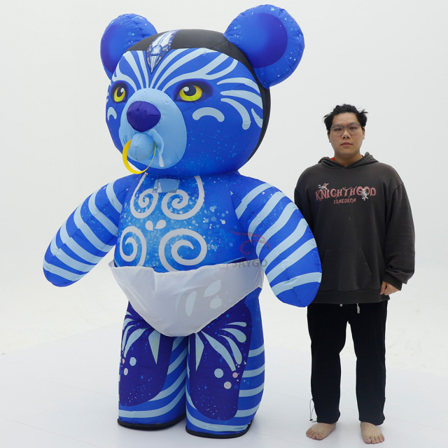 2m 2.6m Popular Custom Giant Inflatable Avatar Baby Bear Mascot Costume With Sunglasses Cartoon Cosplay Animal Costume for Sale