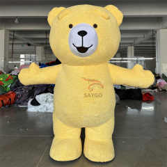 Yellow Animal Hot Sale 2m 2.6m 3m Customized Color Inflatable Polar Teddy Bear Panda Mascot Costume Cosplay Halloween Adult