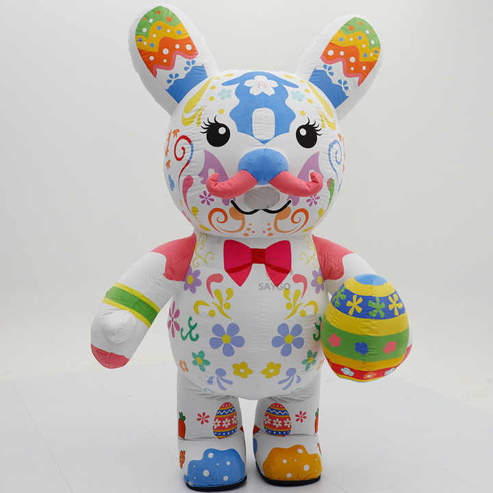Easter Bunny Mascot Costumes with Egg Inflatable Clothing for Festivals Party Dress 2.2m Plush Rabbit Funny Inflatable Suit Sale