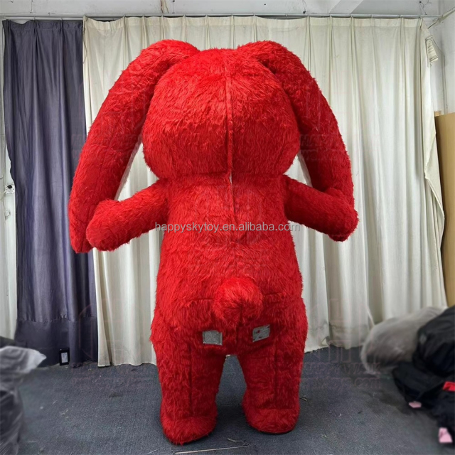 Party Commercial Costumes Long Hammer Ears Red Rabbit Bunny Mascot Costume 2m/2.6m Inflatable Mascot Costume