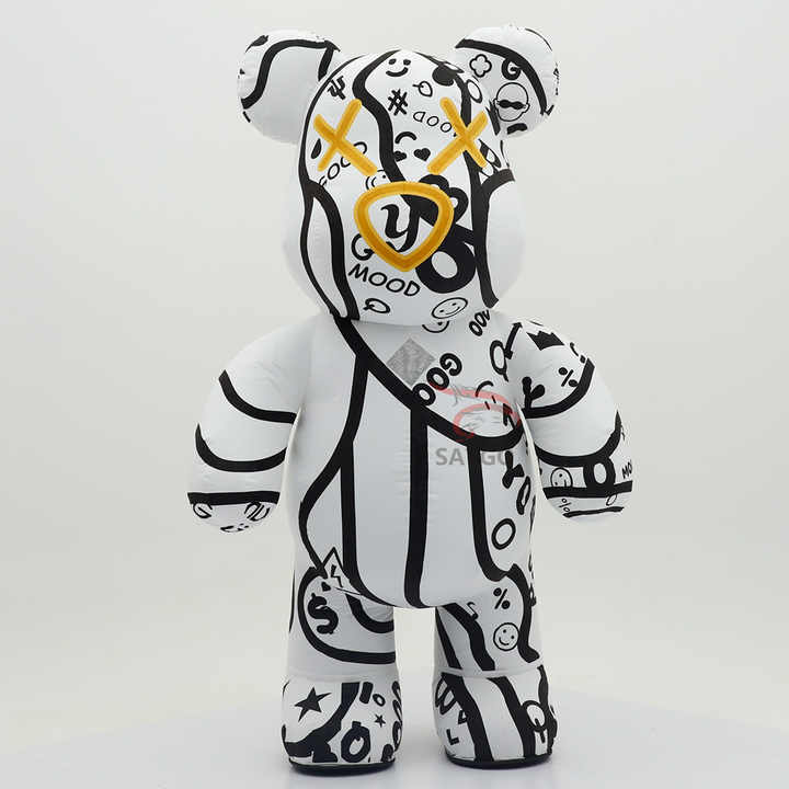 Inflatable White Violent Bear Mascot Costumes for Adults Advertising Custom Giant Cartoon Animal Walking Plush Fancy Dresses