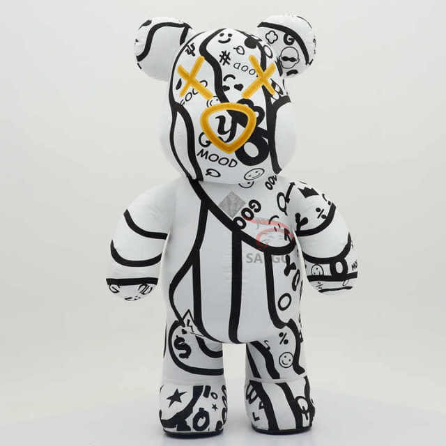 Inflatable White Violent Bear Mascot Costumes for Adults Advertising Custom Giant Cartoon Animal Walking Plush Fancy Dresses