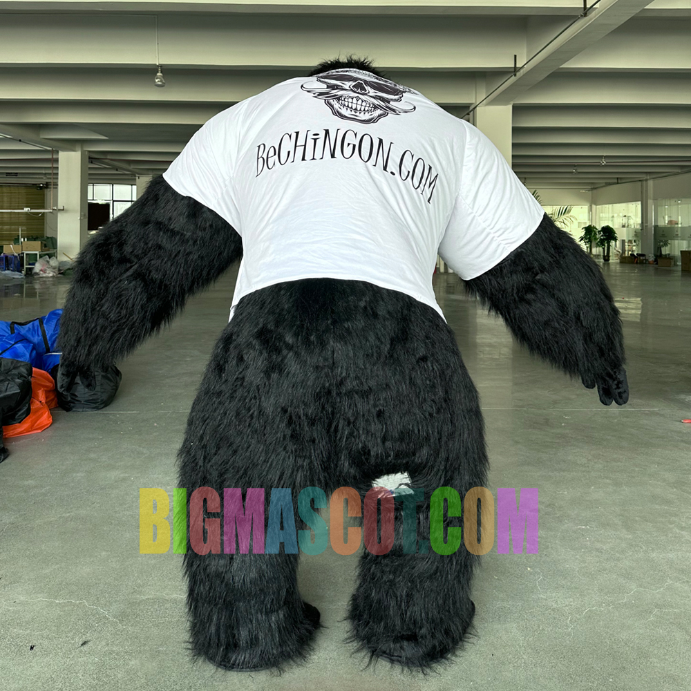 2.6m High Black Moving Man Inflatable with Gorilla T-Shirt Park Performance for Adults Featuring Black Logo Printing,Big Mascot,2.6m High Black Moving Man Inflatable with Gorilla T-Shirt Park Performance for Adults Featuring Black Logo Printing