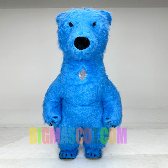 Customized Color Blue Animal Polar Bear Inflatable Mascot Costume for Adult
