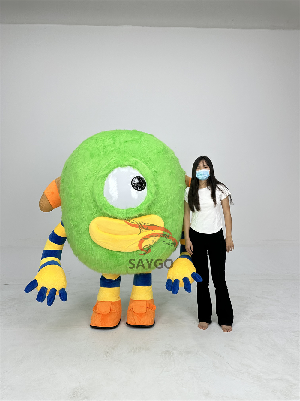 Custom Plush One Eye Green Monster Adult Suit Parties Walking Dancing Cartoon Character Inflatable Mascot Costume