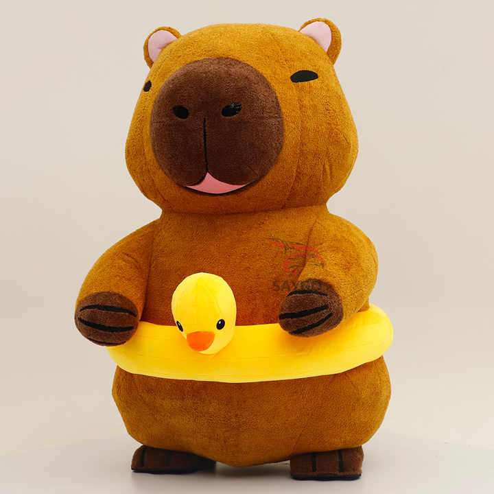 Party Advertising Cosplay Inflatable Walking Capybara Animal Mascot Costume with Duck Swimming Ring for Adults-Custom Design