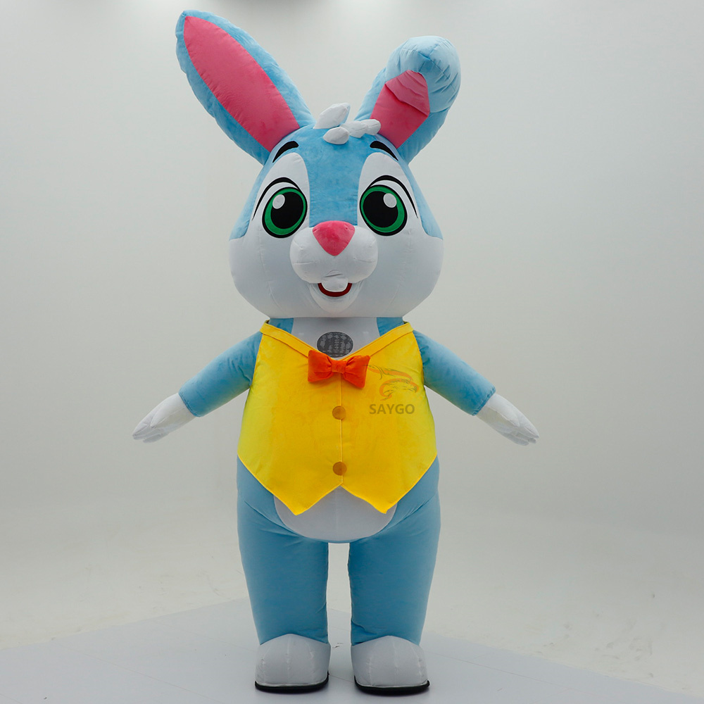 Blue Inflatable Rabbit Mascot Costume Custom Animal Cosplay Mascotte Theme Fancy Dress Carnival Party Costumes