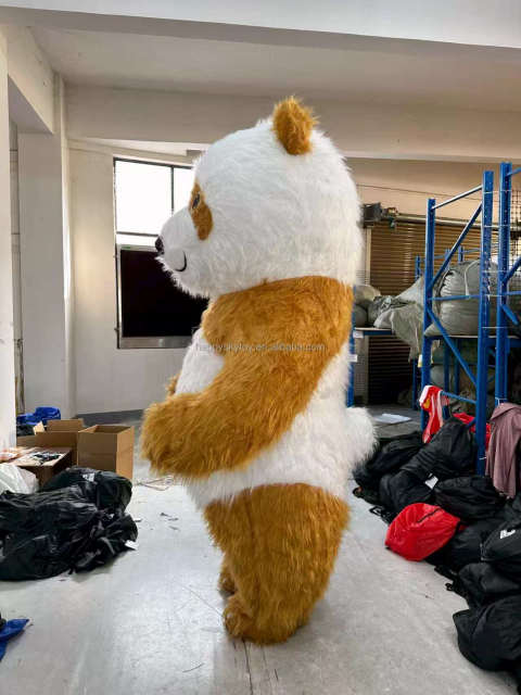 Hot Sale Battery-Powered Inflatable Brown Panda Animal & Bug Mascot Costume for Adults-Halloween Party Rental