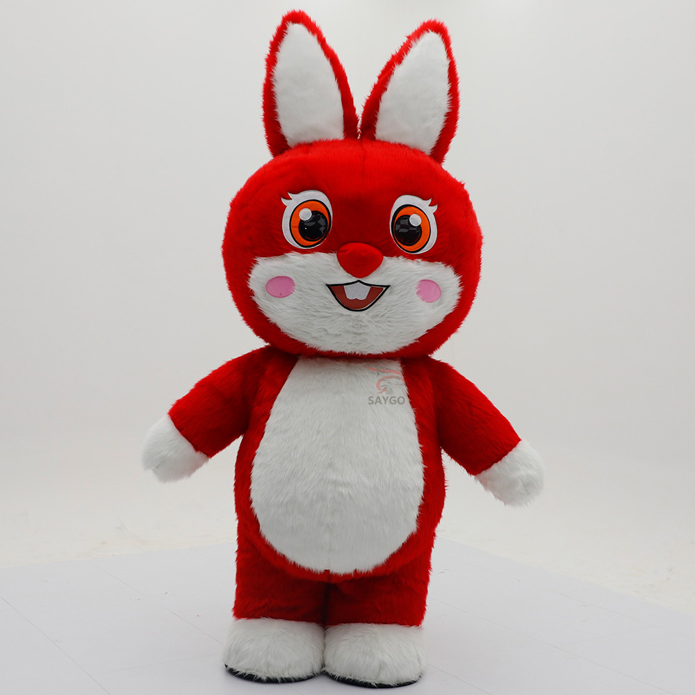Red Fur Rabbit Inflatable Suits 2.2m Easter Bunny Inflation Clothing for Adults Dance Event Advertising Rabbit Mascot Costumes