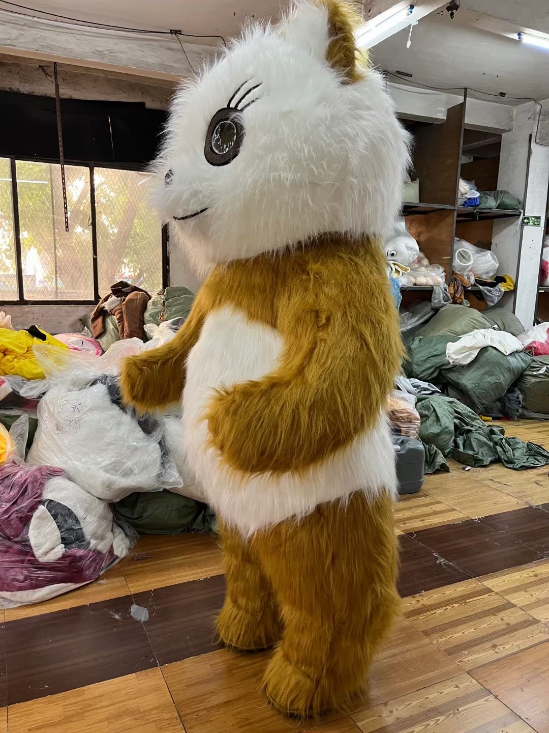 Furry Inflatable Cat Costumes Adult Halloween Cosplay Costumes Blow up Mascot Costume