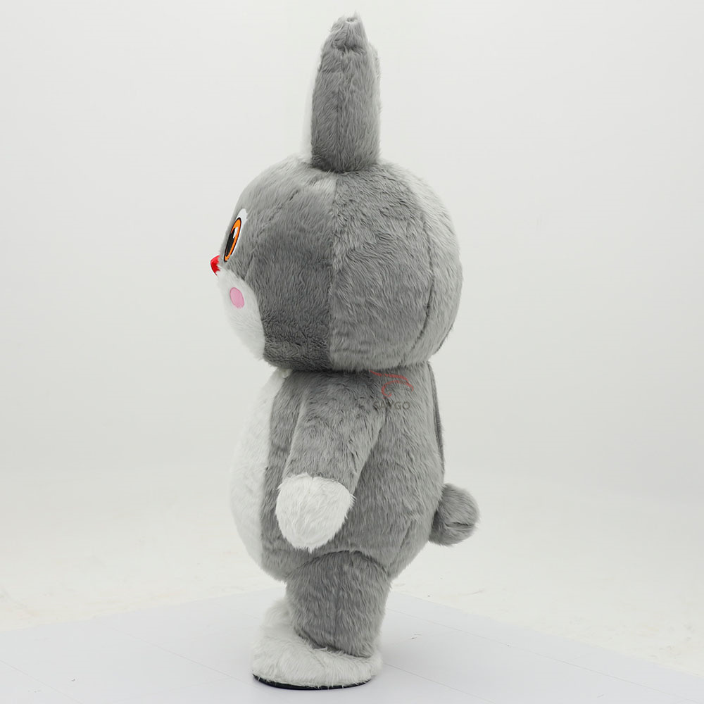 Gray Fur Plush Rabbit Inflatable Mascot Costumes for Birthday Party Entertainment 2.2m Adults Wear Inflatable Bunny Suits Sale