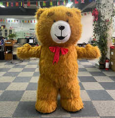 Outdoor Custom Design Giant Advertising Cartoon Animal Long Plush Fabric Brown Bear Mascot Inflatables for Advertising