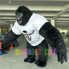 2.6m High Black Moving Man Inflatable with Gorilla T-Shirt Park Performance for Adults Featuring Black Logo Printing,Big Mascot,2.6m High Black Moving Man Inflatable with Gorilla T-Shirt Park Performance for Adults Featuring Black Logo Printing