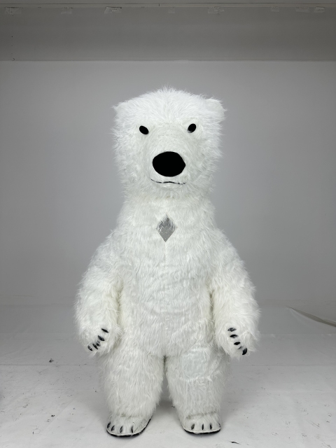 Halloween Cosplay Factory Price Wholesales Custom Halloween Adult Smiling White Polar Bear Inflatable Mascot Costume for Sale