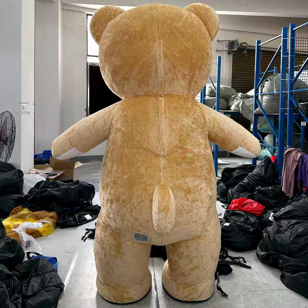 Smile Giant Patched Brown Bear Mascot Costumes for Events Activities 2.2m Gift Party Dress Adults Wear Inflatable Bear Clothing