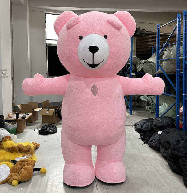 Factory Price Size 2.6m High Quality Inflatable Anime Adult Costumes pink Teddy Bear Inflatable Mascot Costume for Advertising