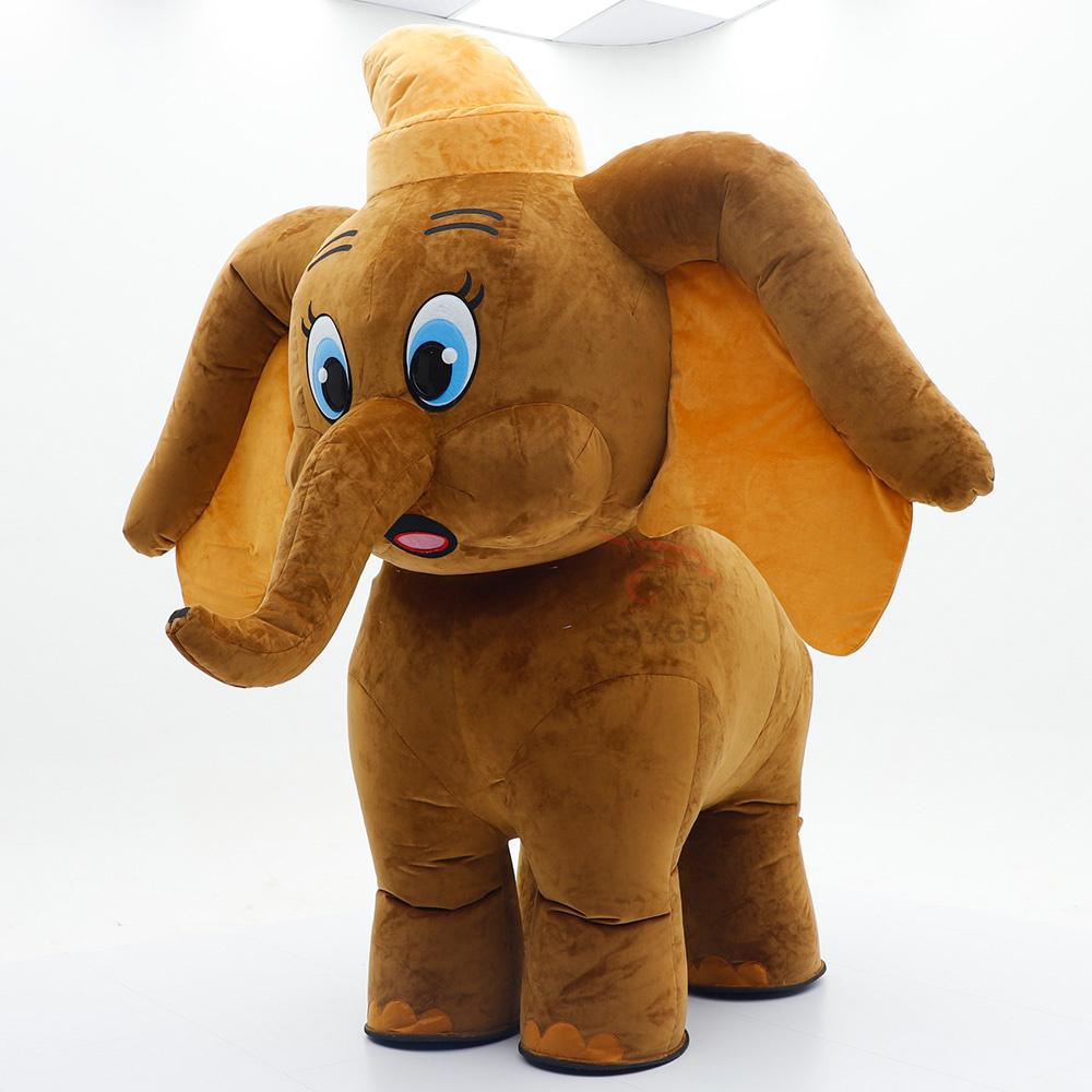 OEM Giant 2.6m Baby 4 Legs Elephant Inflatable Plush Cartoon Clothing Cute Walking Inflatable Elephant Mascot Costume for Sale