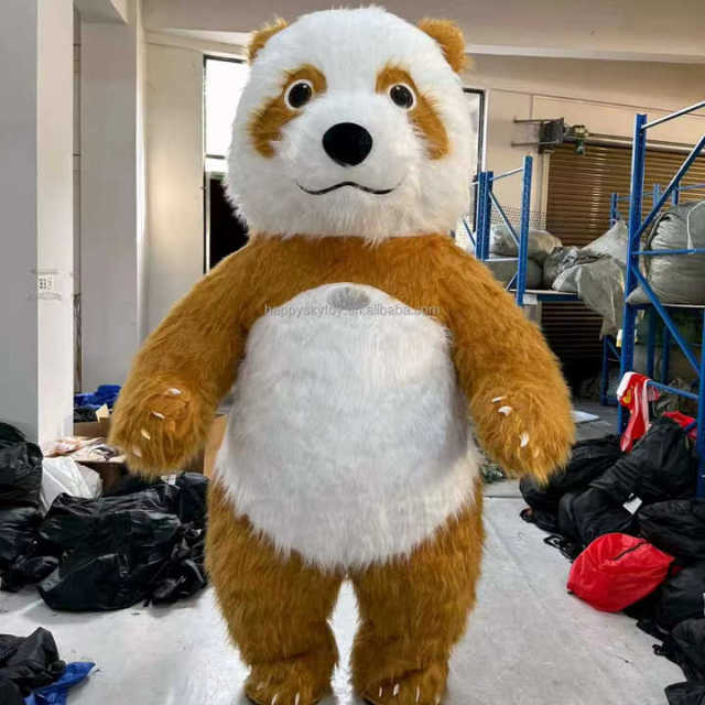 Hot Sale Battery-Powered Inflatable Brown Panda Animal & Bug Mascot Costume for Adults-Halloween Party Rental