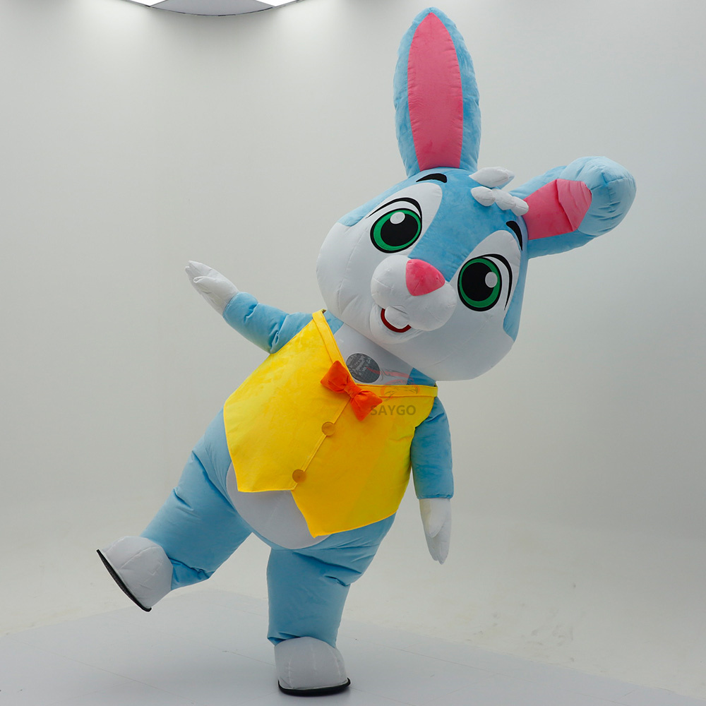 Blue Inflatable Rabbit Mascot Costume Custom Animal Cosplay Mascotte Theme Fancy Dress Carnival Party Costumes