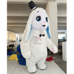 Unisex Outdoor Inflatable Plush Long-Ear Rabbit Costume Oxford Bunny Walking Mascot Cartoon Dress Parade Easter Adults