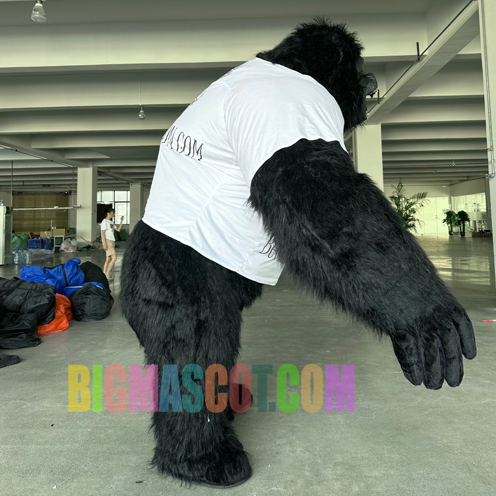 2.6m High Black Moving Man Inflatable with Gorilla T-Shirt Park Performance for Adults Featuring Black Logo Printing,Big Mascot,2.6m High Black Moving Man Inflatable with Gorilla T-Shirt Park Performance for Adults Featuring Black Logo Printing